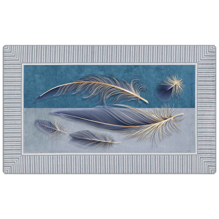 پادری رویه مخمل 4لایه طرح پر آبی M-311